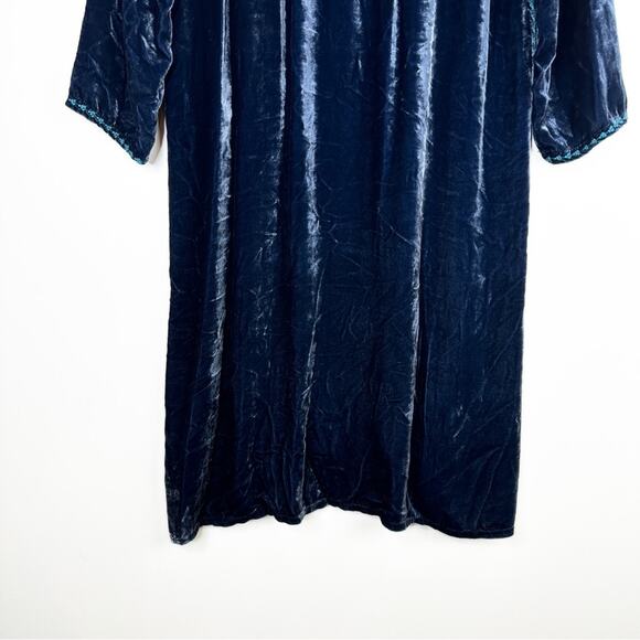 Johnny Was Delphine Velvet 3/4 Sleeve Drape Tunic Dress. - Picture 10 of 12